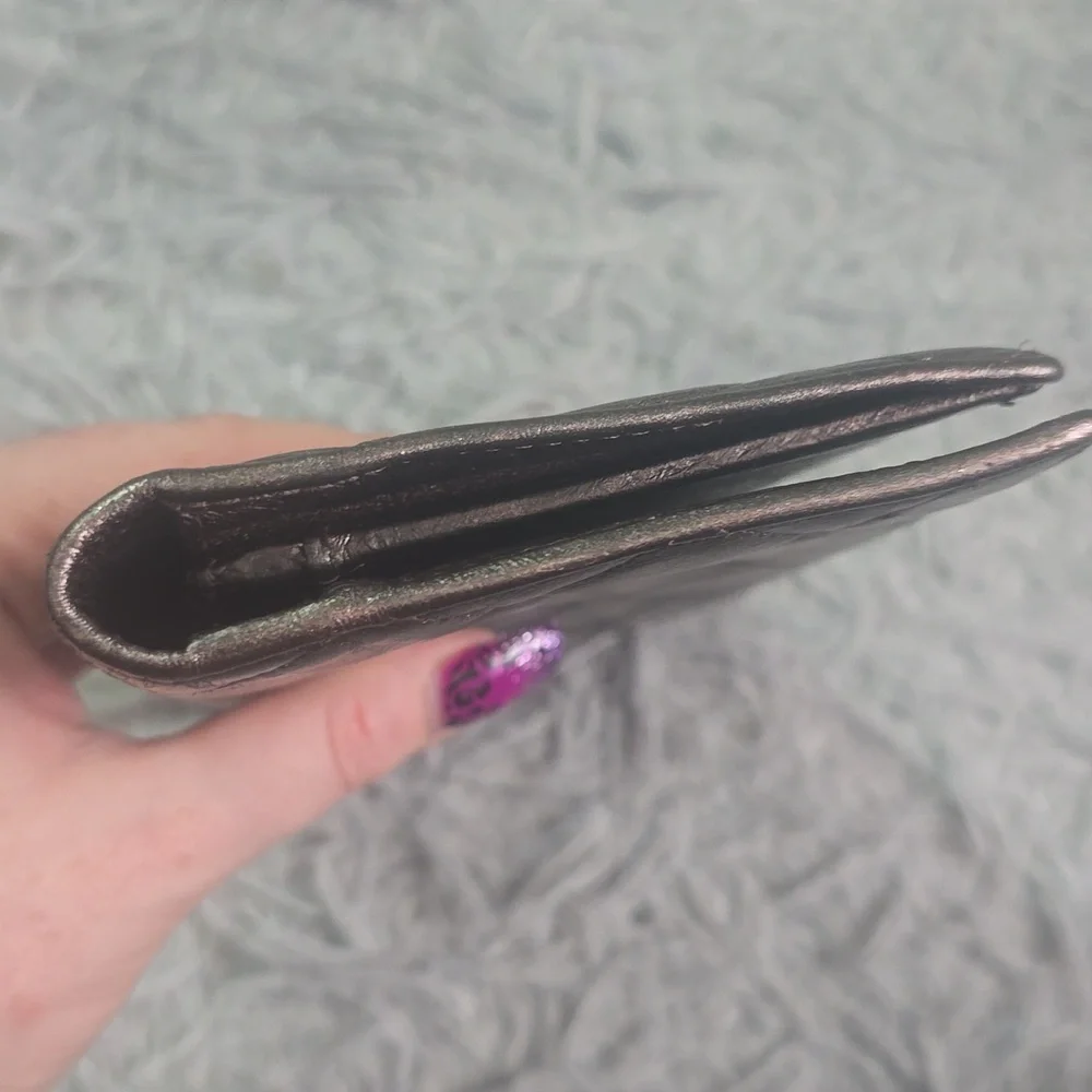 Chanel Metallic Bronze Cambon Long Bifold Wallet W/ Silver Hardware (EUC)✨️🩶✨️ - Picture 8 of 12